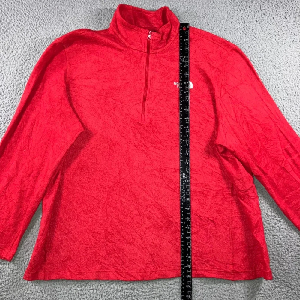 The North Face Fleece Pullover Men‎ XXL Red Logo Quarter Zip Mock Neck Outdoor